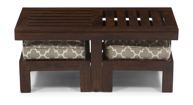 Caffino Coffee Table Set(Walnut&Morocco Lattice Beige)